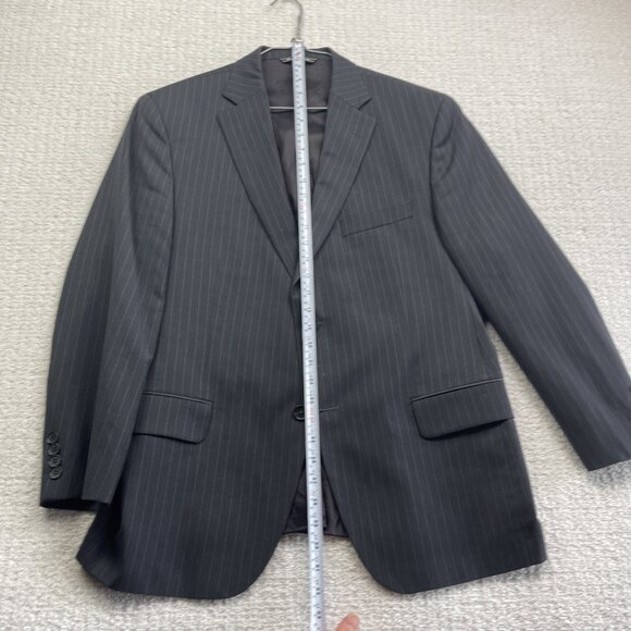 Saks Fifth Avenue Napoli CT Suit 42S Wool Blazer + 36S Pants Black W Chalk Line - Picture 10 of 16